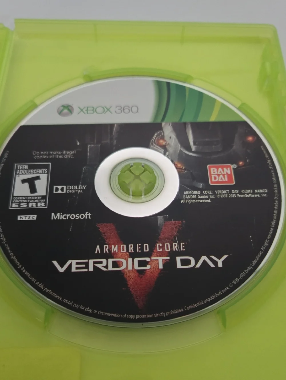 Disk Only Microsoft Xbox 360 Armored Core: Verdict Day - Black and White Disc